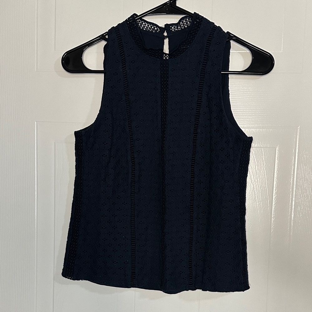 NWOT Banana Republic Black Lace Sleeveless Blouse